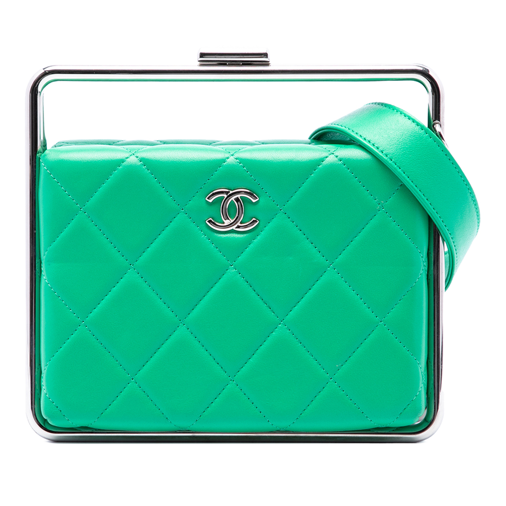 Pre-Loved Chanel CC Quilted Lambskin Metal Bar Convertible Clutch